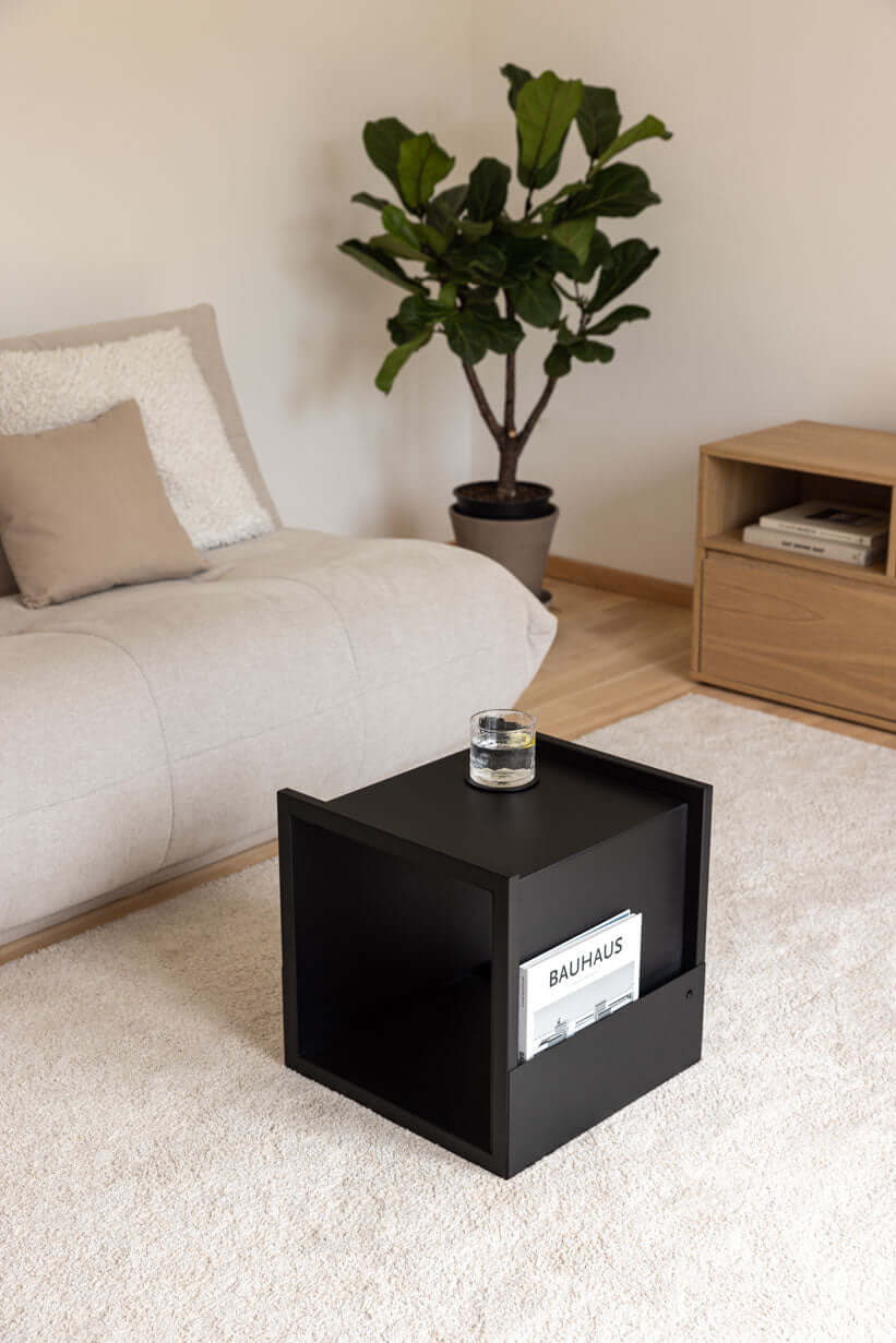 Beistelltisch AVA im minimalistischen Design mit elegantem Stahlgestell in modernem Wohnzimmer