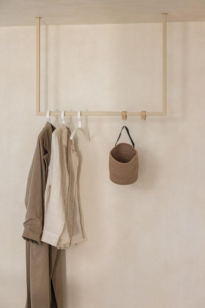 Tringle à Vêtements Plafond Design Industriel - Portant Suspendu 100 Cm Largeur X 50 Cm Hauteur, Style Loft En Acier Noir Robuste