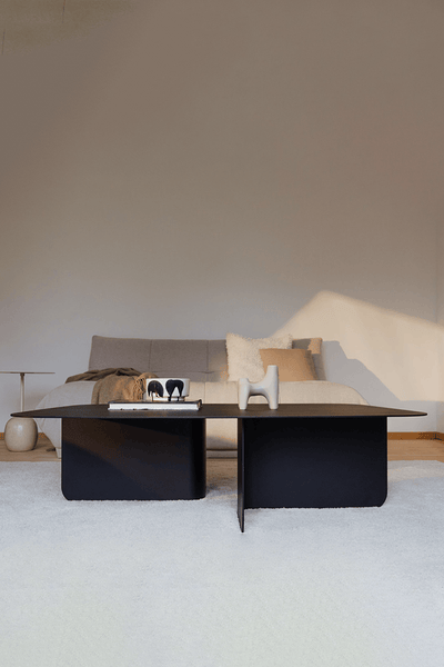 schwarzer Wohnzimmertisch aus metall