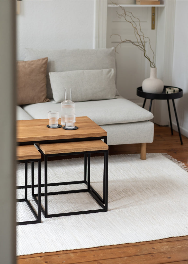 Satztische TRE SEMNIA - 3er Set aus Couchtisch und 2 BEistelltischen | Metallbude