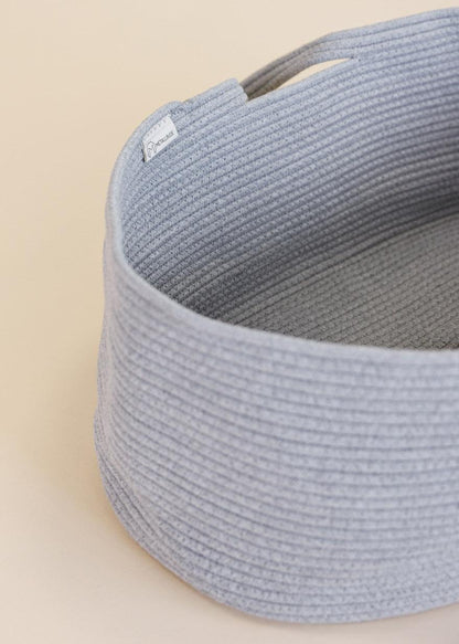 Grauer Moseskorb passend zur Babywiege | Metallbude 