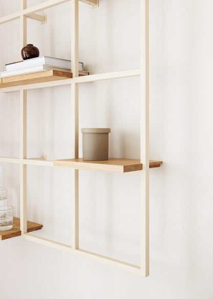 Metallregal RIVO - Wandregal in Cashew-Beige mit Ablage aus Massivholz | Metallbude